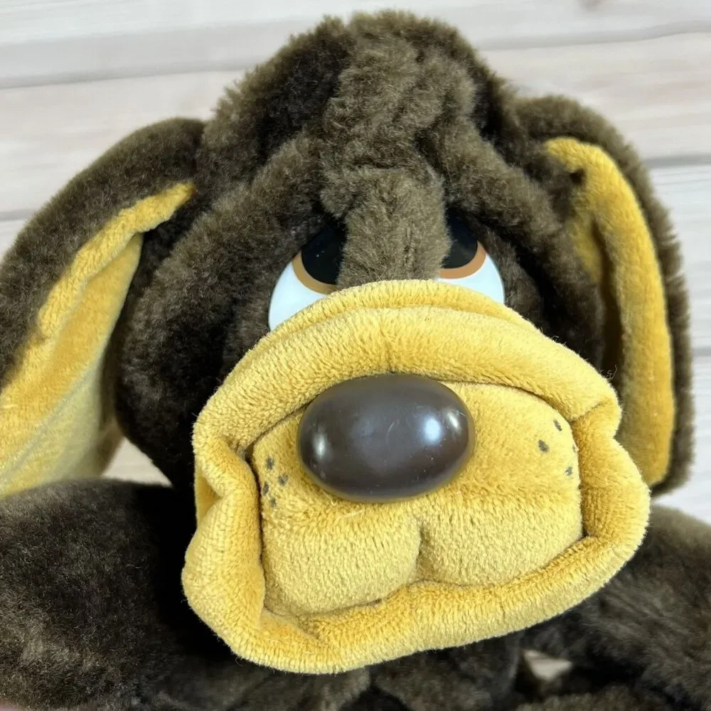 Vintage 70s Puppy Hound Dog Plush Brown 8” Sad Eyes Floppy Ears Stuffed Animal